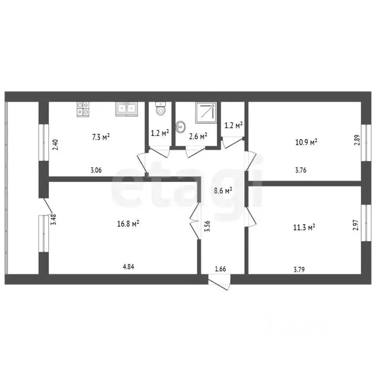 3-к кв. Ростовская область, Батайск ул. Кирова, 32 (71.0 м) - Фото 2