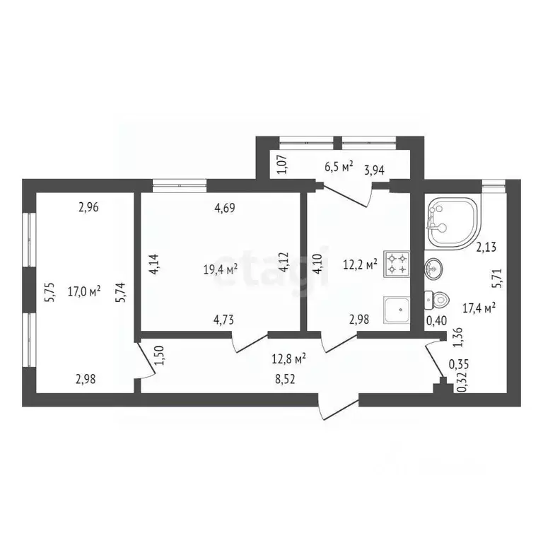 2-к кв. Башкортостан, Уфа ул. Чернышевского, 28 (75.0 м) - Фото 1