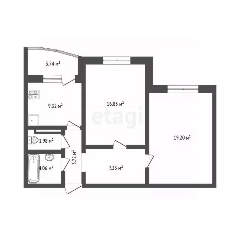 2-к кв. Тюменская область, Тюмень ул. Николая Семенова, 33 (67.7 м) - Фото 2
