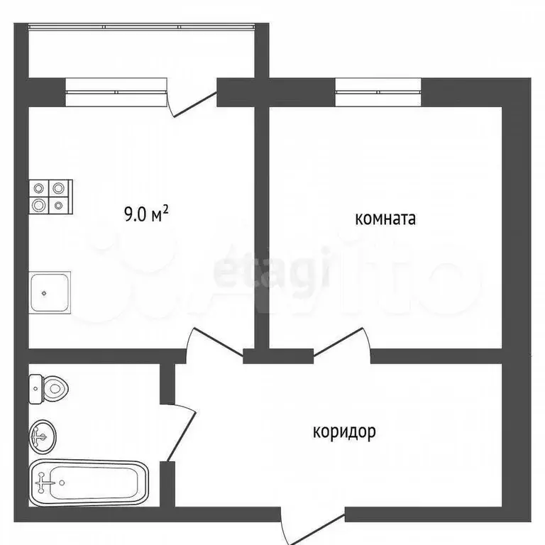 1-к. квартира, 39 м, 8/18 эт. - Фото 1
