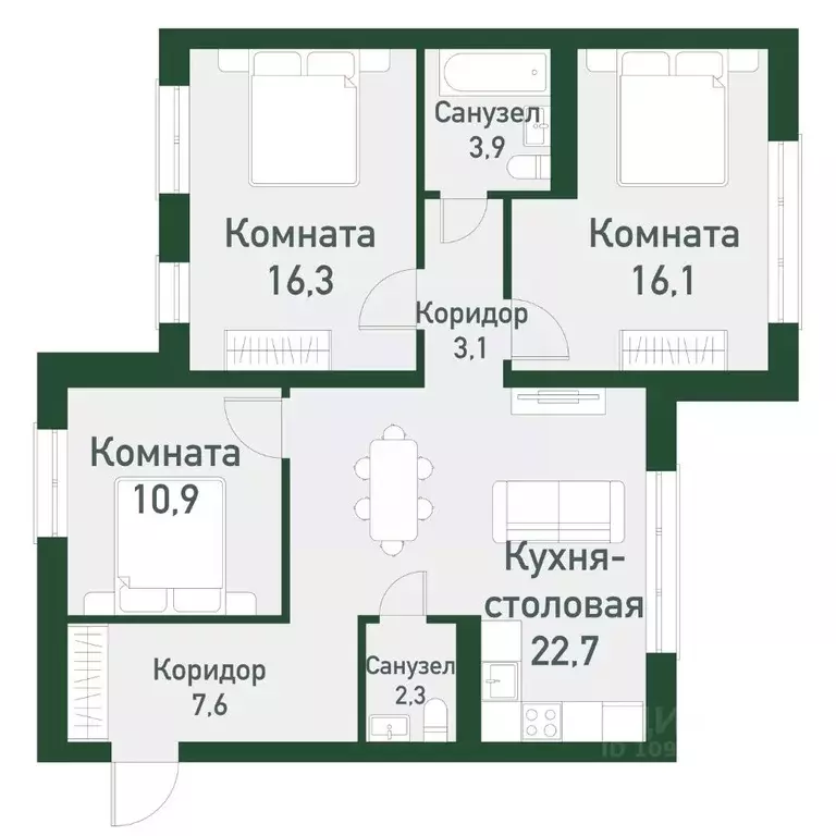 3-к кв. Челябинская область, Челябинский городской округ, пос. ... - Фото 0