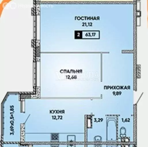 2-комнатная квартира: Краснодар, улица Григория Булгакова, 10 (65 м) - Фото 1