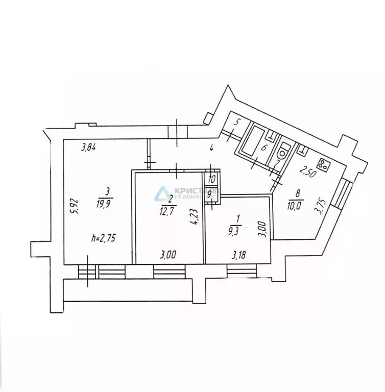 3-к кв. Мурманская область, Мурманск ул. Ушакова, 13 (67.0 м) - Фото 1