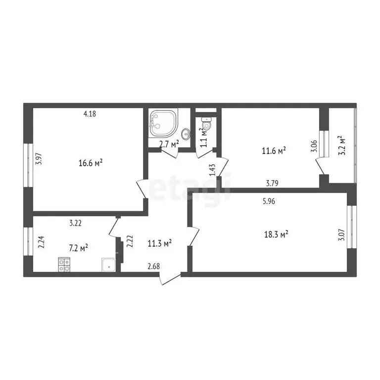 3-комнатная квартира: Ишим, улица Корушина, 11Б (68.8 м) - Фото 0