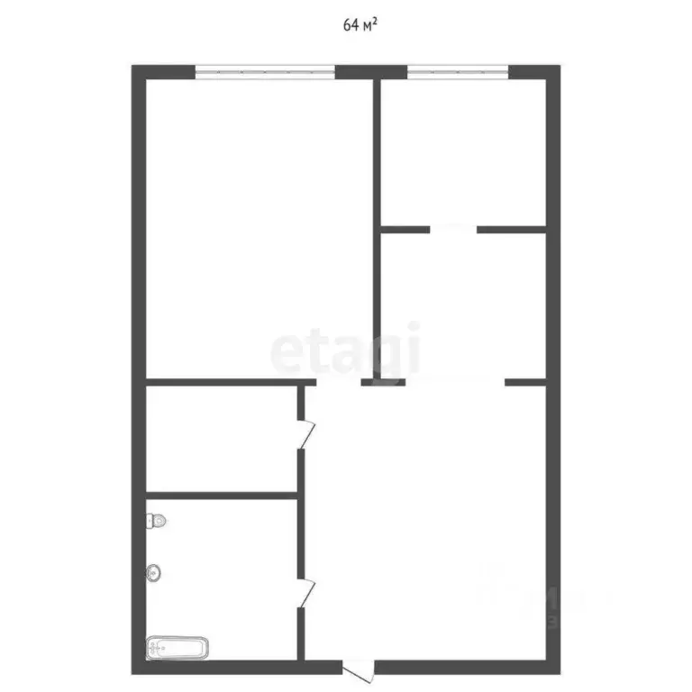 2-к кв. Ставропольский край, Пятигорск ул. Булгакова (64.0 м) - Фото 1