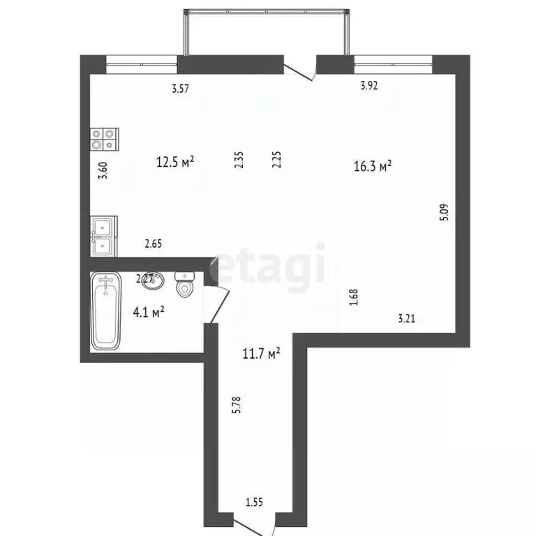 Студия Калужская область, Калуга Старообрядческий пер., 9 (44.5 м) - Фото 2