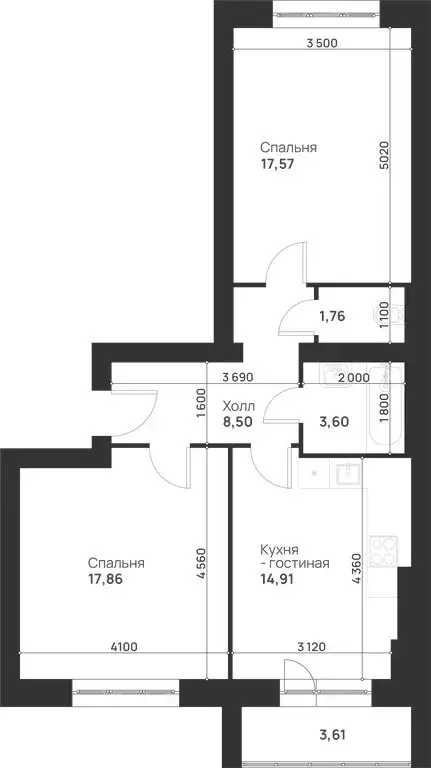 2-комнатная квартира: Тула, улица Героев России, 8 (67.81 м) - Фото 1