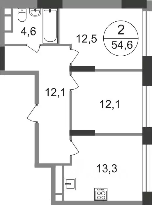 2-к кв. Москва Переделкино Ближнее мкр, 17-й кв-л, к1 (54.6 м) - Фото 0