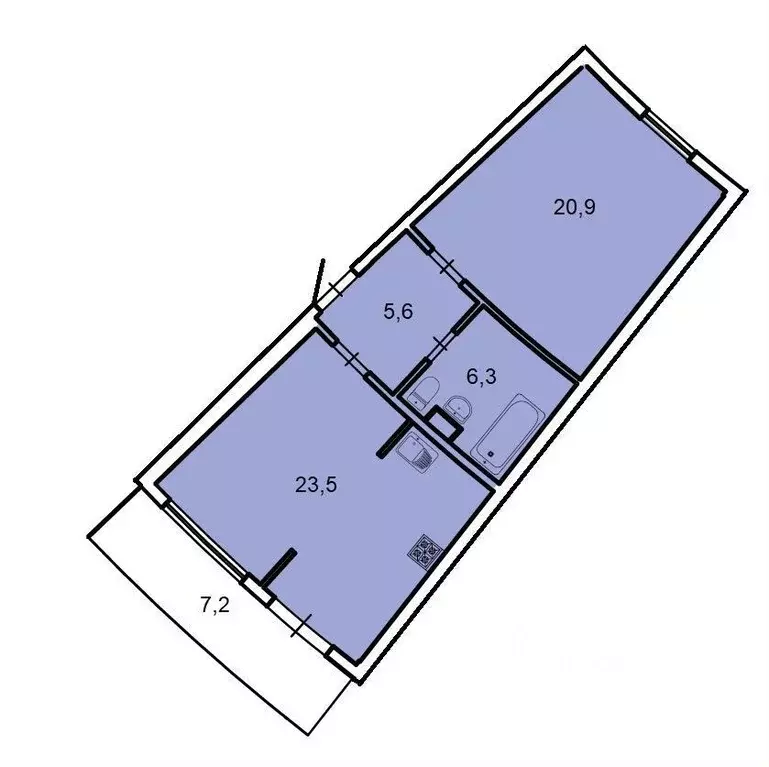 1-к кв. Санкт-Петербург Лахта тер., ул. Новая, 51к4 (58.0 м) - Фото 0