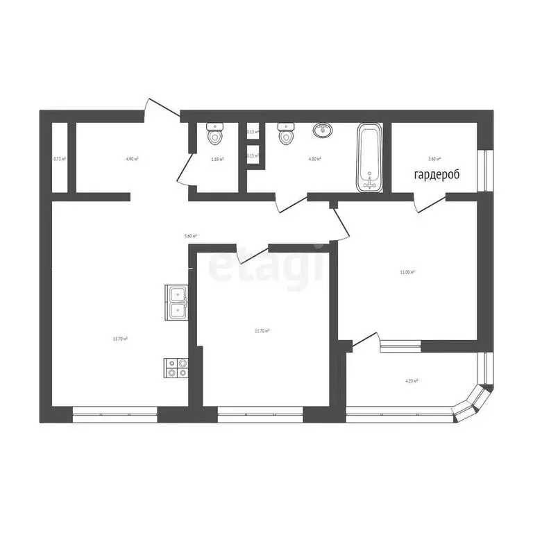 2-комнатная квартира: Тюмень, улица Эльвиры Федоровой, 1 (61.4 м) - Фото 0