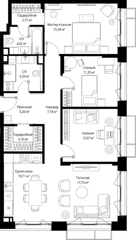 3-к кв. Московская область, Одинцовский городской округ, д. Ликино, ЖК ... - Фото 2