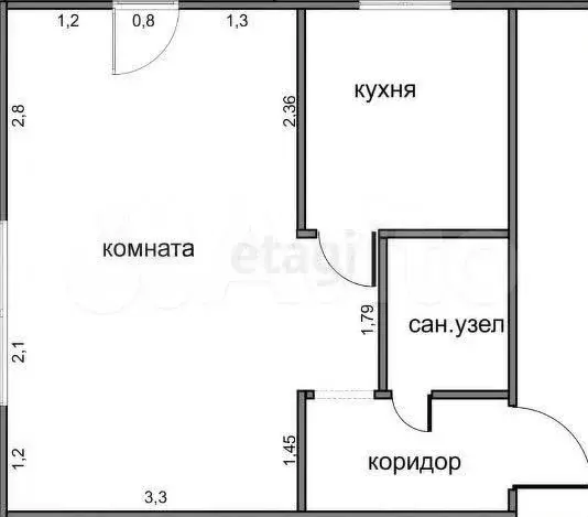 1-к. квартира, 30,2 м, 2/5 эт. - Фото 0