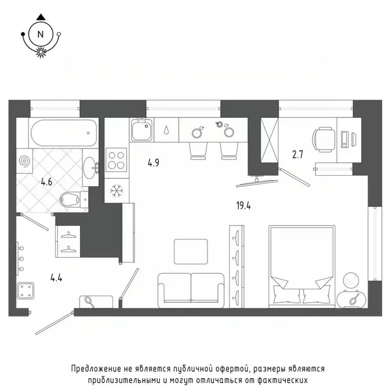 Студия Санкт-Петербург бул. Измайловский, 9 (34.5 м) - Фото 0