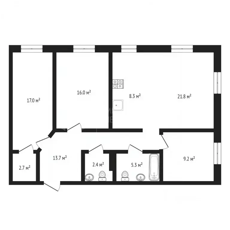 3-к кв. Тюменская область, Тюмень ул. Республики, 204к4 (97.4 м) - Фото 2