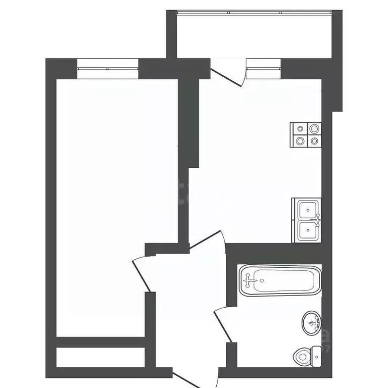 1-к кв. Тверская область, Тверь Новочеркасская ул., 50 (32.4 м) - Фото 2
