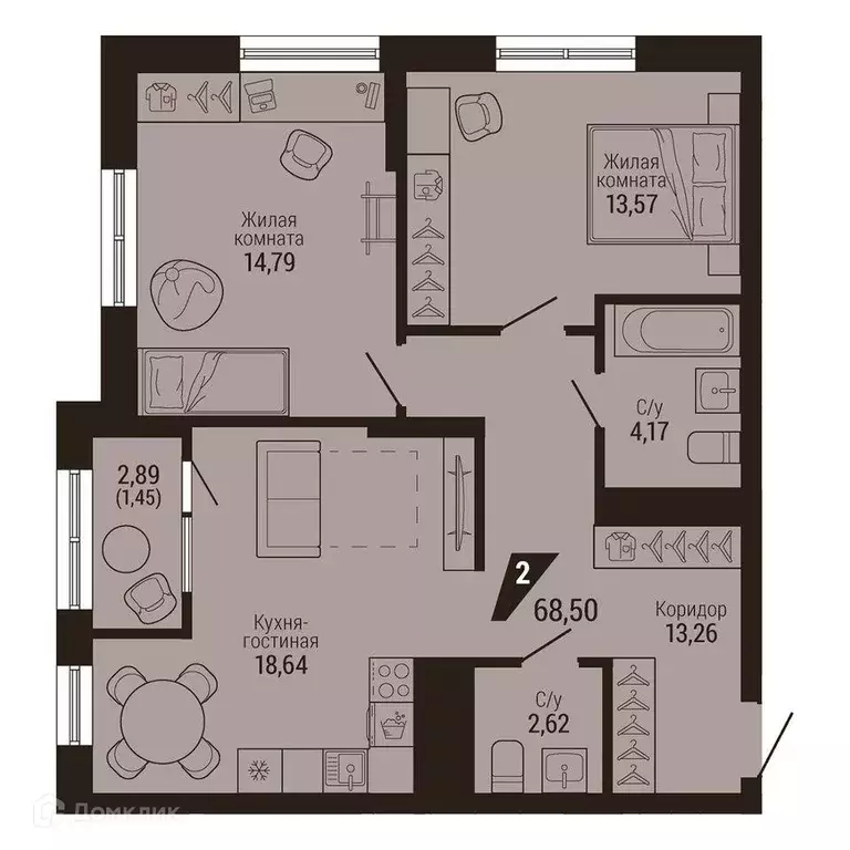 Продаётся 2-к квартира, 68.5 м - Фото 0