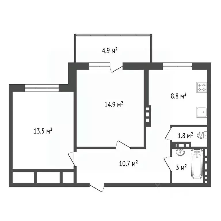 2-к кв. Красноярский край, Красноярск Норильская ул., 48 (52.7 м) - Фото 2
