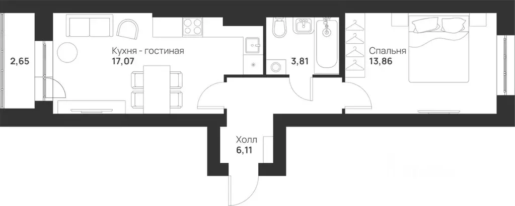 1-к кв. Тульская область, Тула Новая Тула мкр,  (43.5 м) - Фото 0