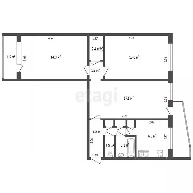 3-к кв. Мордовия, Саранск просп. 70 лет Октября, 71 (64.0 м) - Фото 2