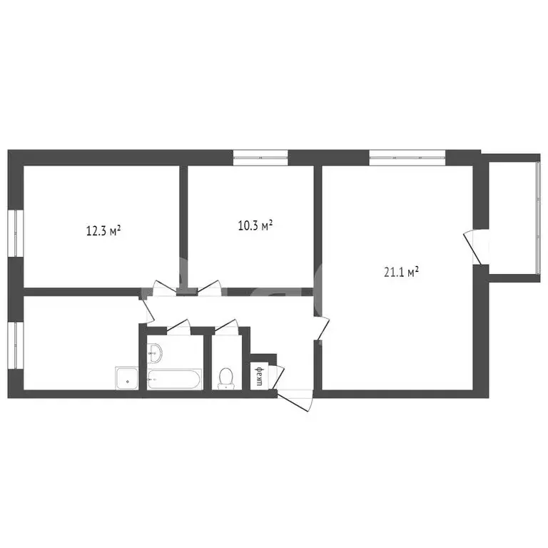 3-комнатная квартира: Златоуст, улица Степана Разина, 118 (65.6 м) - Фото 1