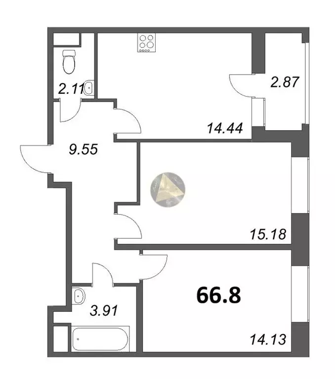 2-комнатная квартира: Санкт-Петербург, Среднерогатская улица, 13к1 ... - Фото 1