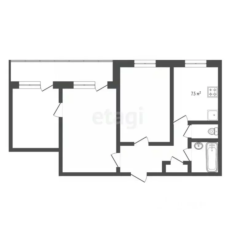 3-к кв. Московская область, Воскресенск ул. Зелинского, 12 (56.9 м) - Фото 2