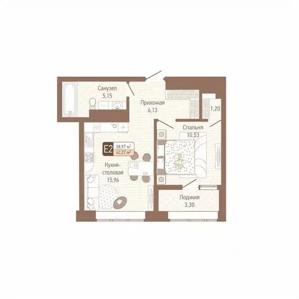 1-к кв. Тульская область, Тула Кулик жилой комплекс (40.62 м) - Фото 1