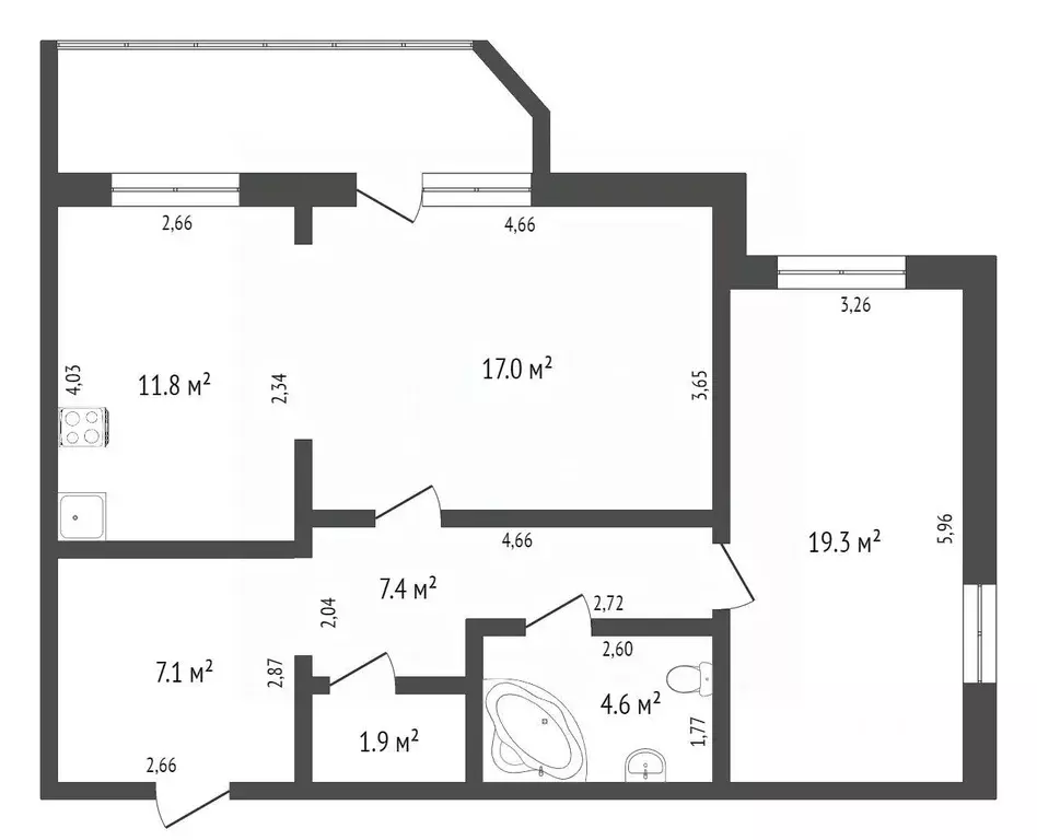 2-к кв. Тюменская область, Тюмень Микрорайон мыс, ул. Малиновского, ... - Фото 2
