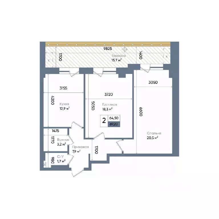 2-к кв. Ростовская область, Ростов-на-Дону просп. Стачки, 200с2 (70.8 ... - Фото 1