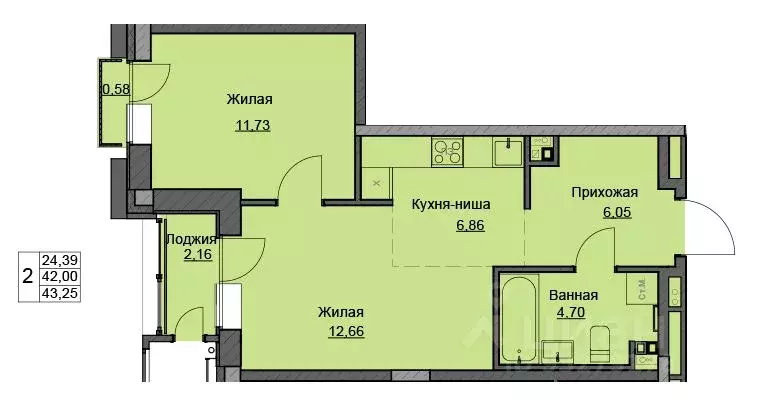 1-к кв. Удмуртия, Ижевск ул. Чехова, 46 (43.25 м) - Фото 0