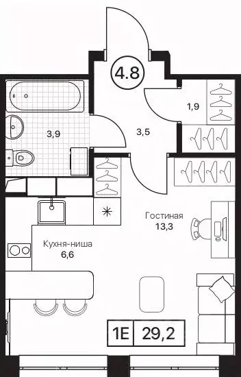 Студия Московская область, Пушкино Пушкино Град жилой комплекс, к2 ... - Фото 1