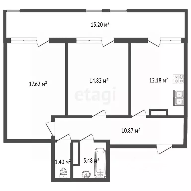 2-к кв. Крым, Феодосия ул. Грина, 43 (60.4 м) - Фото 2