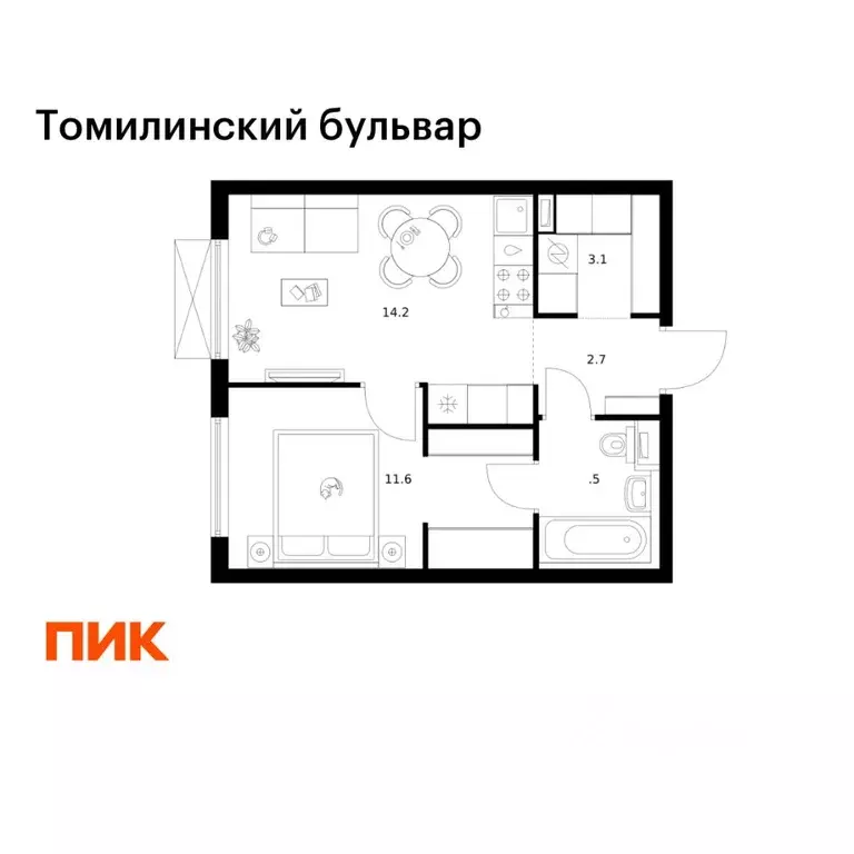 1-к кв. Московская область, Котельники Ковровый мкр, Томилинский ... - Фото 1