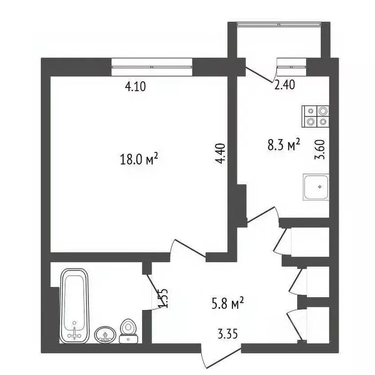 1-к кв. Ямало-Ненецкий АО, Новый Уренгой Восточный мкр, 1/4 (38.7 м) - Фото 2