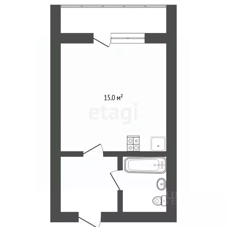 Студия Тюменская область, Тюмень ул. Станционная, 26Бк2 (24.0 м) - Фото 1