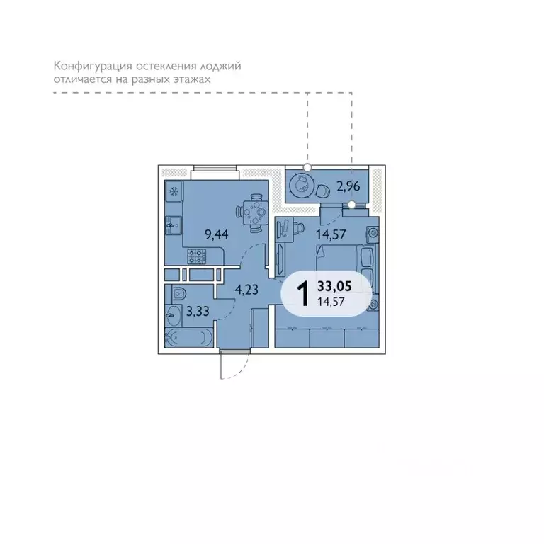 1-к кв. Брянская область, Брянск просп. Станке Димитрова, 67к7 (33.05 ... - Фото 0