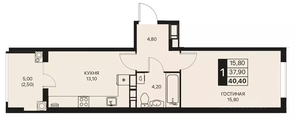 1-к кв. Ростовская область, Ростов-на-Дону Эстет жилой комплекс (40.4 ... - Фото 1