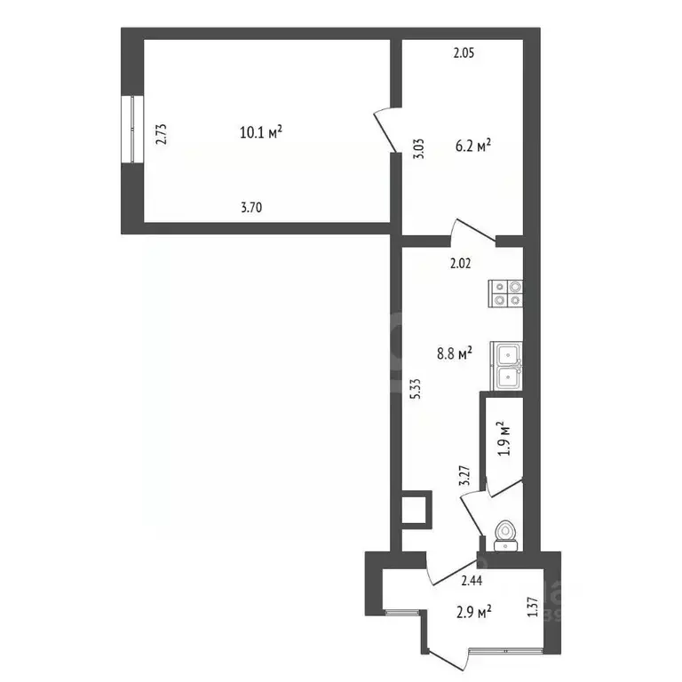 2-к кв. Крым, Саки ул. Революции (29.9 м) - Фото 2