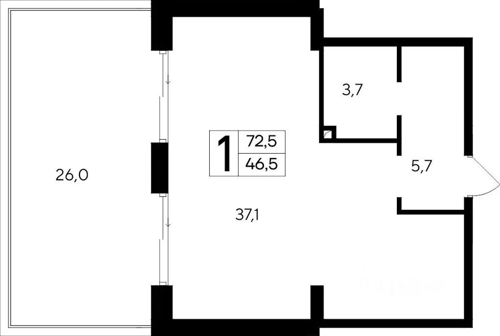 1-к кв. Крым, Евпатория Курортный кв-л,  (72.5 м) - Фото 1