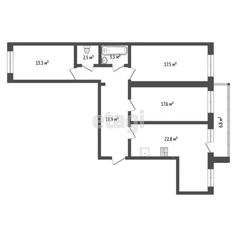 3-комнатная квартира: Боровский, Советская улица, 28 (96 м) - Фото 0