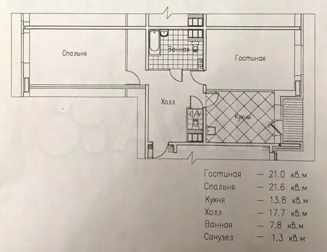 2-к. квартира, 83,9 м, 6/10 эт. - Фото 0