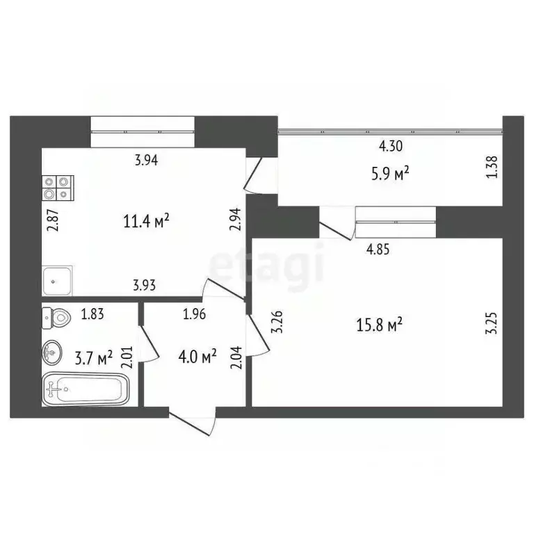 1-к кв. Башкортостан, Стерлитамак ул. Машиностроителей, 64 (38.0 м) - Фото 1