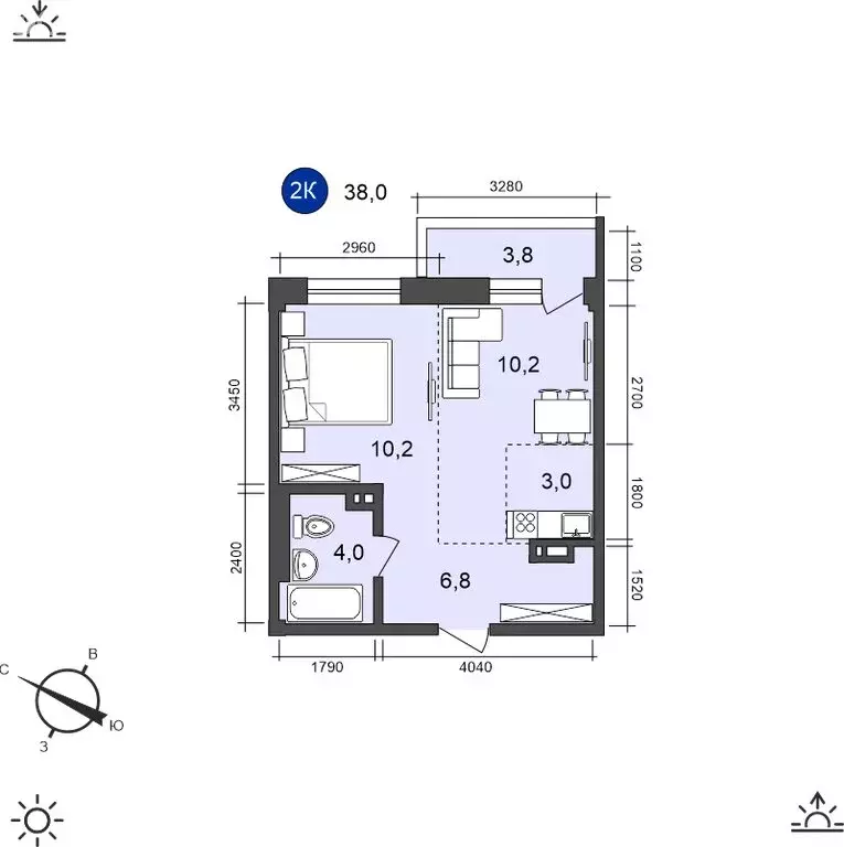 2-комнатная квартира: Иркутск, Старо-Кузьмихинская улица, 36/1 (38 м) - Фото 0