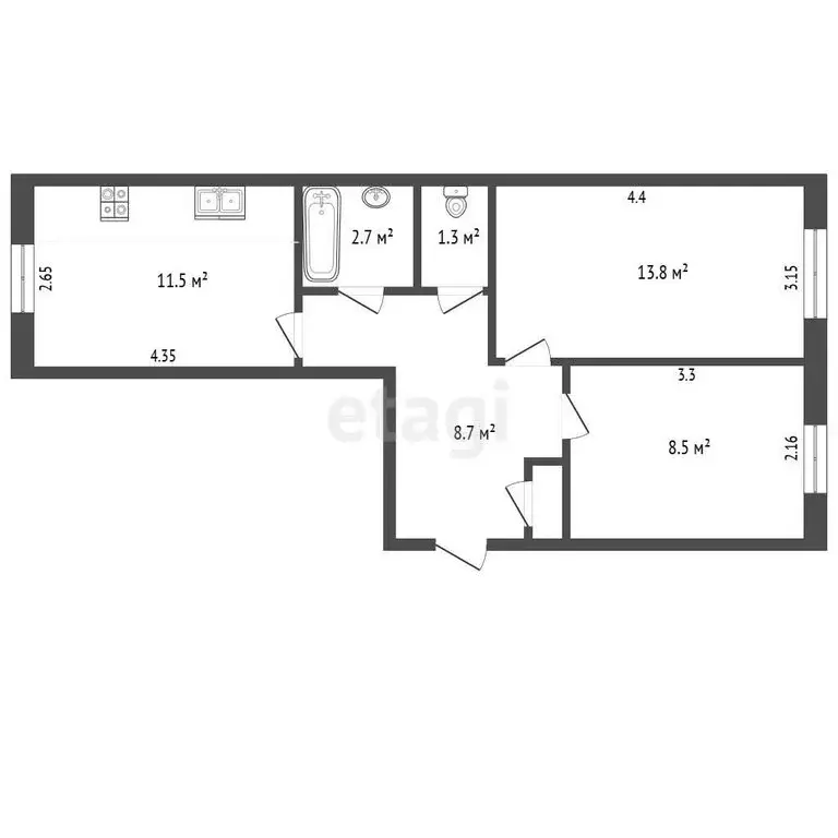 2-комнатная квартира: Любинский район, рабочий посёлок Красный Яр, ... - Фото 1