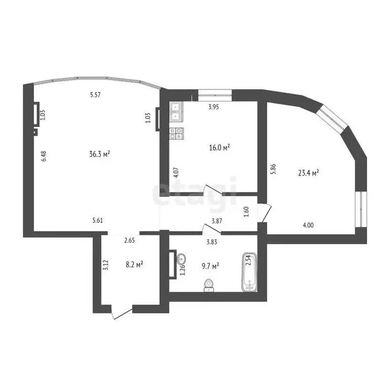2-комнатная квартира: Тюмень, улица Достоевского, 7 (97.3 м) - Фото 1