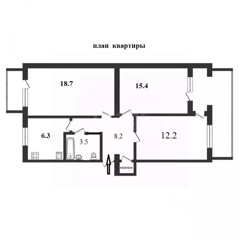 3-к кв. Крым, Евпатория ул. 60 лет ВЛКСМ, 2/112 (64.0 м) - Фото 2