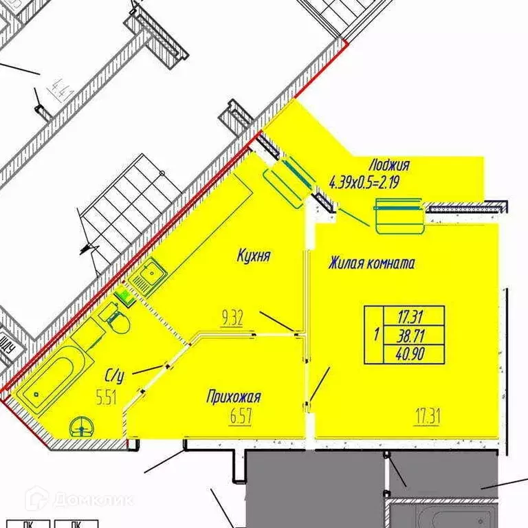 Продаётся 1-к квартира, 42.4 м - Фото 0