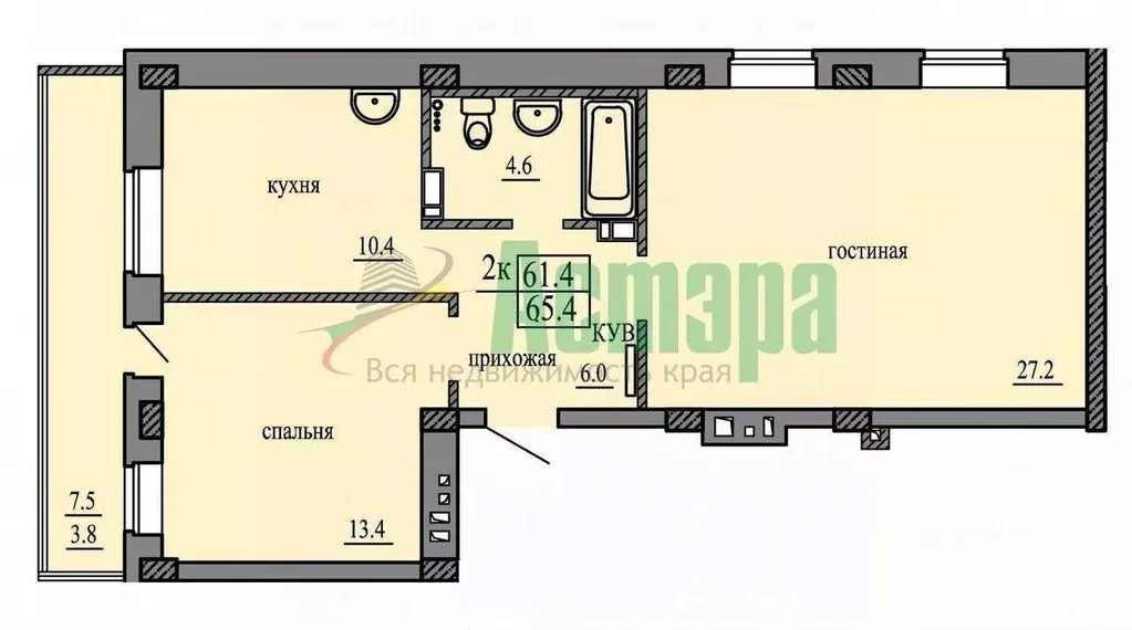 2-к кв. Забайкальский край, Чита Северный мкр, 49 (65.0 м) - Фото 0