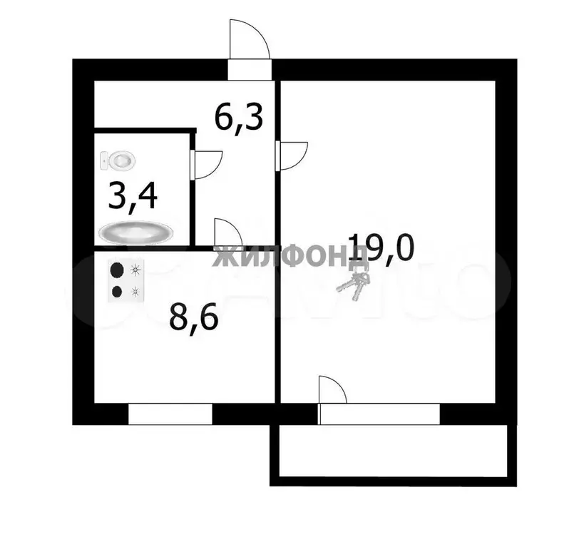 1-к. квартира, 37,5 м, 8/10 эт. - Фото 0