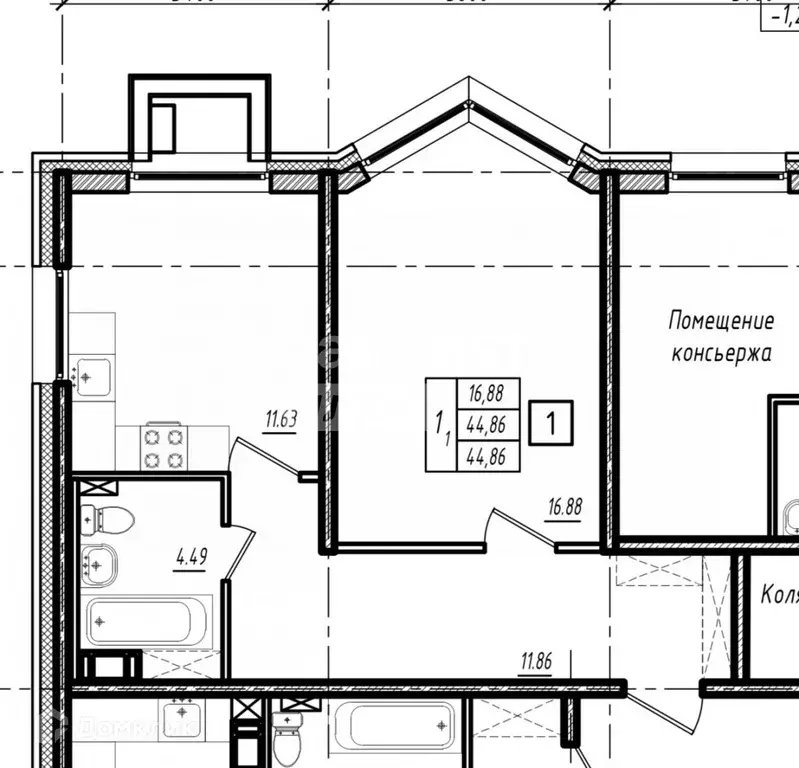Продаётся 1-к квартира, 45.3 м - Фото 0